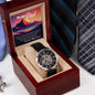 Father and Mountains openwork watch