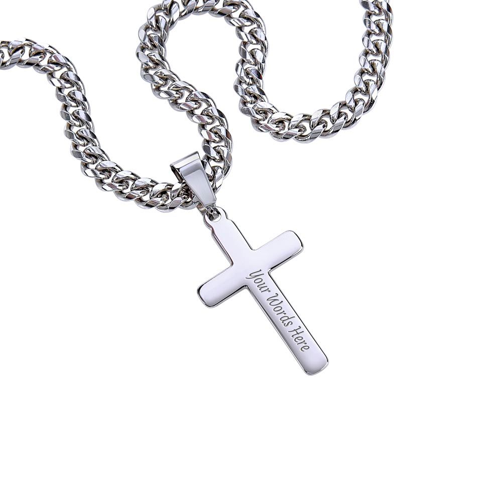 cross necklace with cuban chain