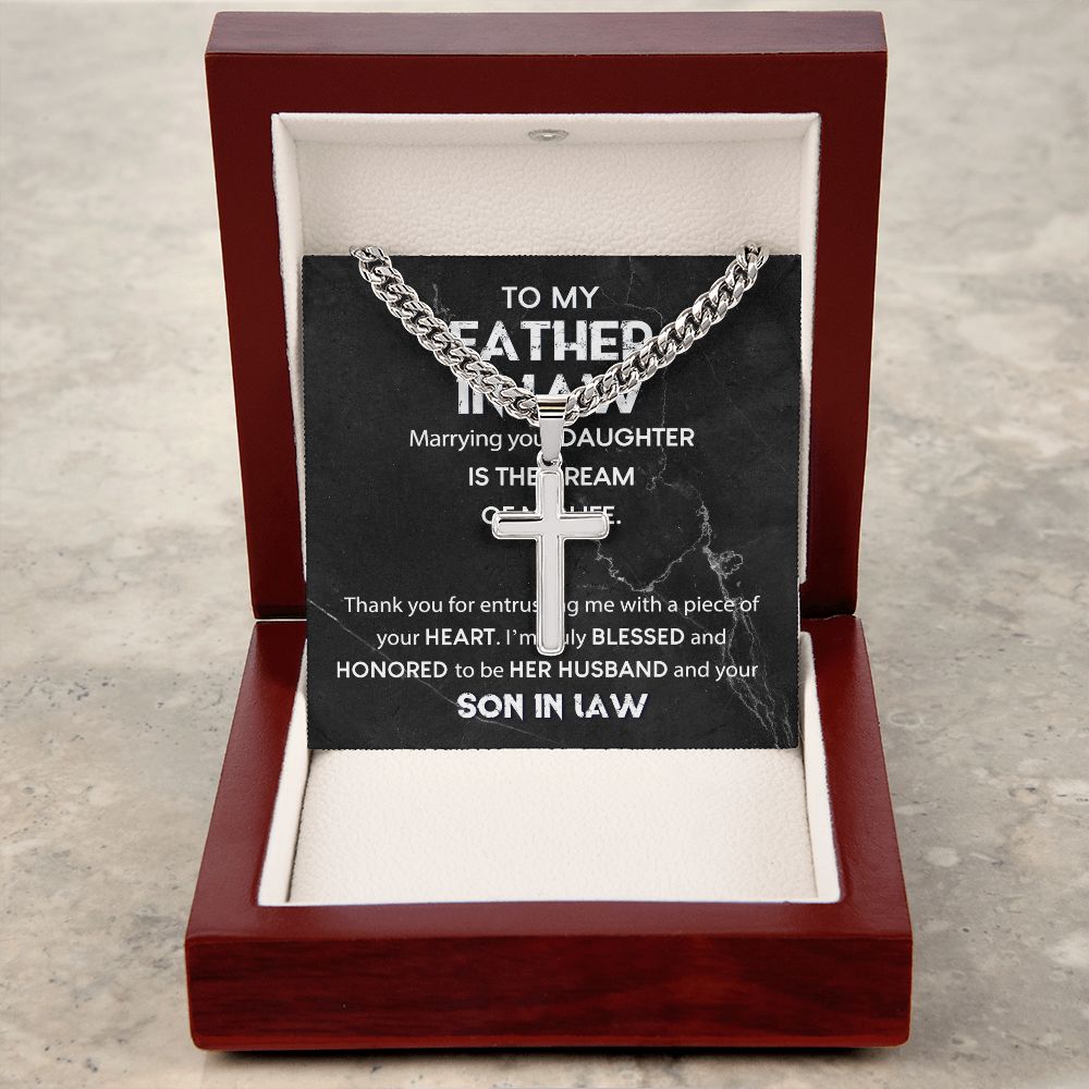 Father In Law - Dream Of My Life cross necklace with cuban chain