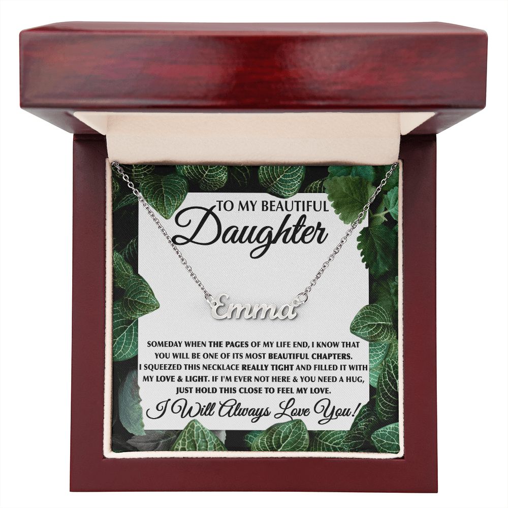 To My Beautiful Daughter-Leaf custom name necklace