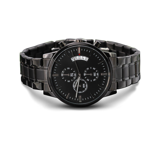 Engraved Black Chronograph Watch, customizable