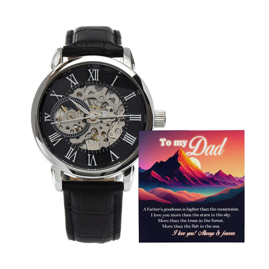 Father and Mountains openwork watch