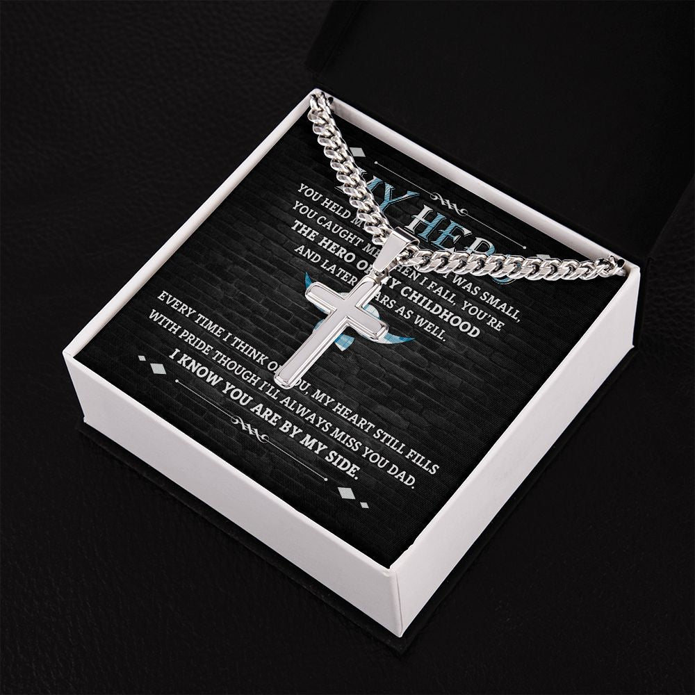 Hero Of My Childhood cross necklace with cuban chain
