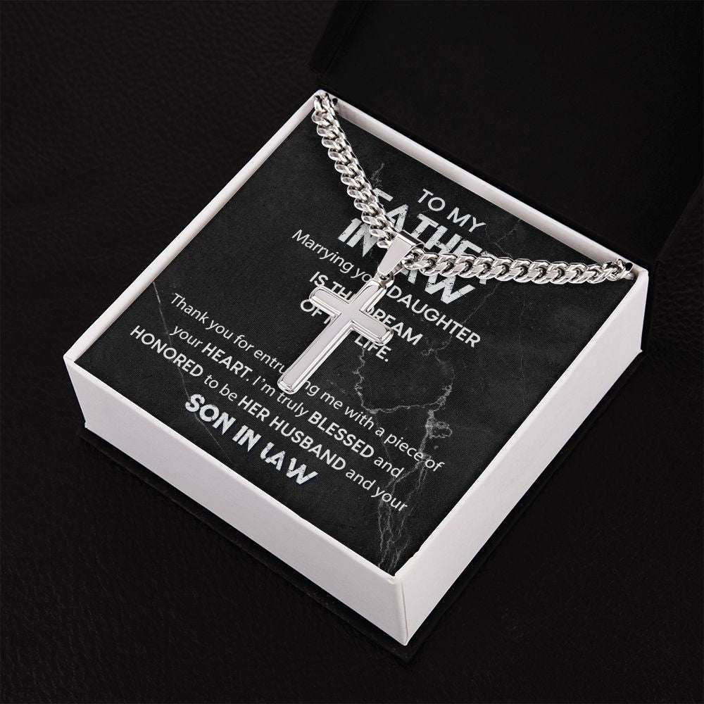 Father In Law - Dream Of My Life cross necklace with cuban chain