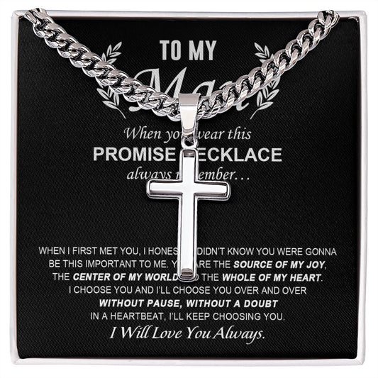 To My Man - Promise Necklace cross necklace with cuban chain