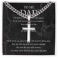 The Best Father In The World cross necklace with cuban chain