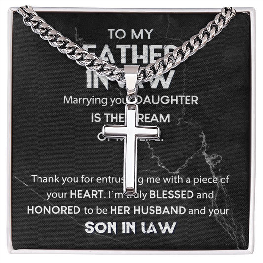 Father In Law - Dream Of My Life cross necklace with cuban chain