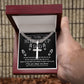 To My Stepped Up Dad cross necklace with cuban chain