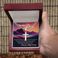 Father and Mountains cross necklace with cuban chain