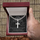 The Best Father In The World cross necklace with cuban chain