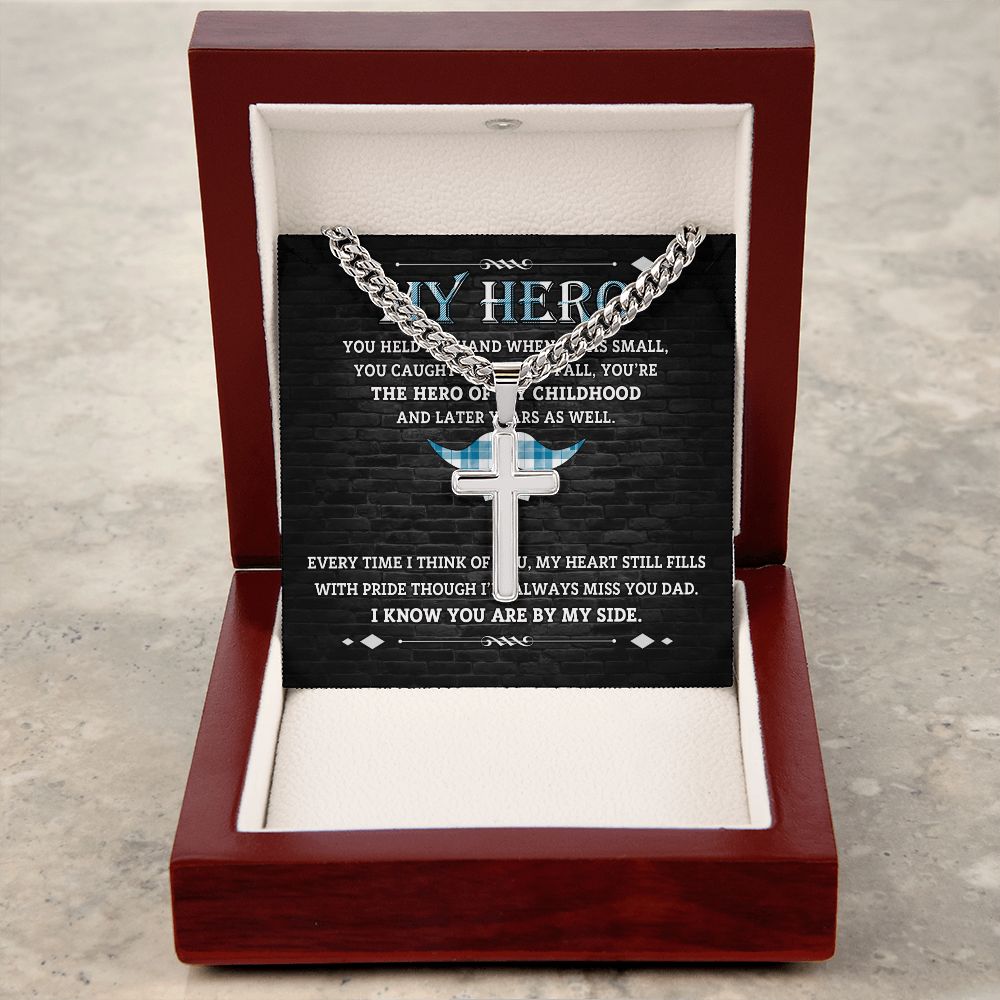 Hero Of My Childhood cross necklace with cuban chain