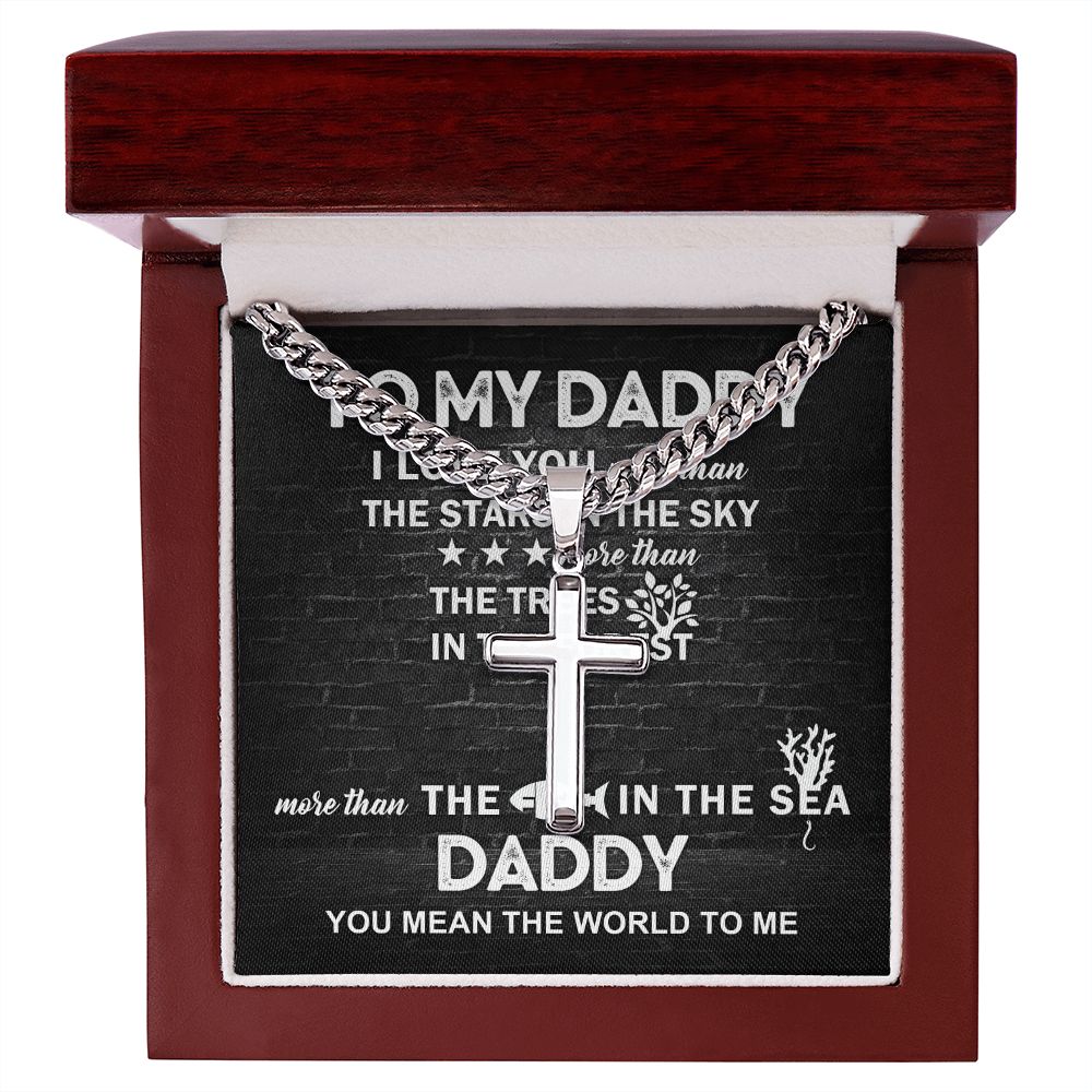 Daddy - I Love You cross necklace with cuban chain