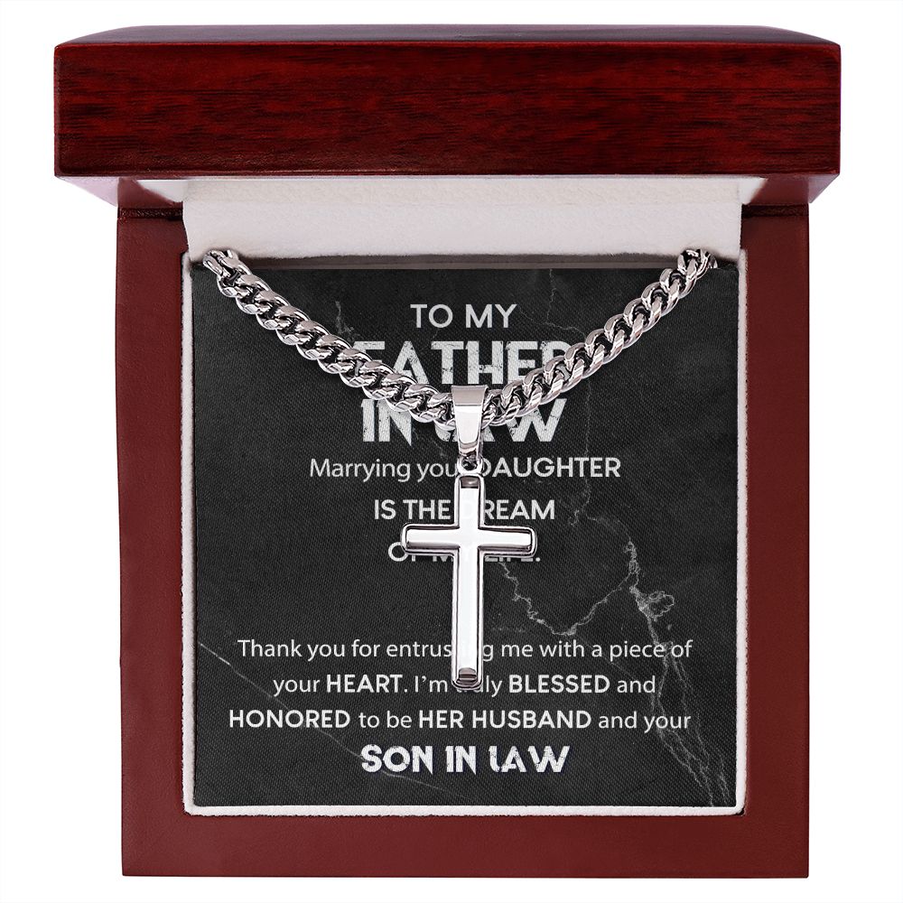 Father In Law - Dream Of My Life cross necklace with cuban chain