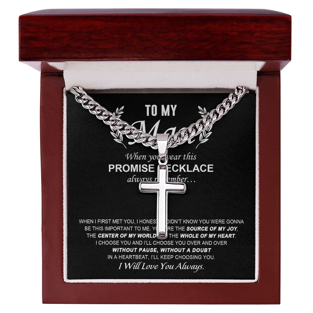 To My Man - Promise Necklace cross necklace with cuban chain