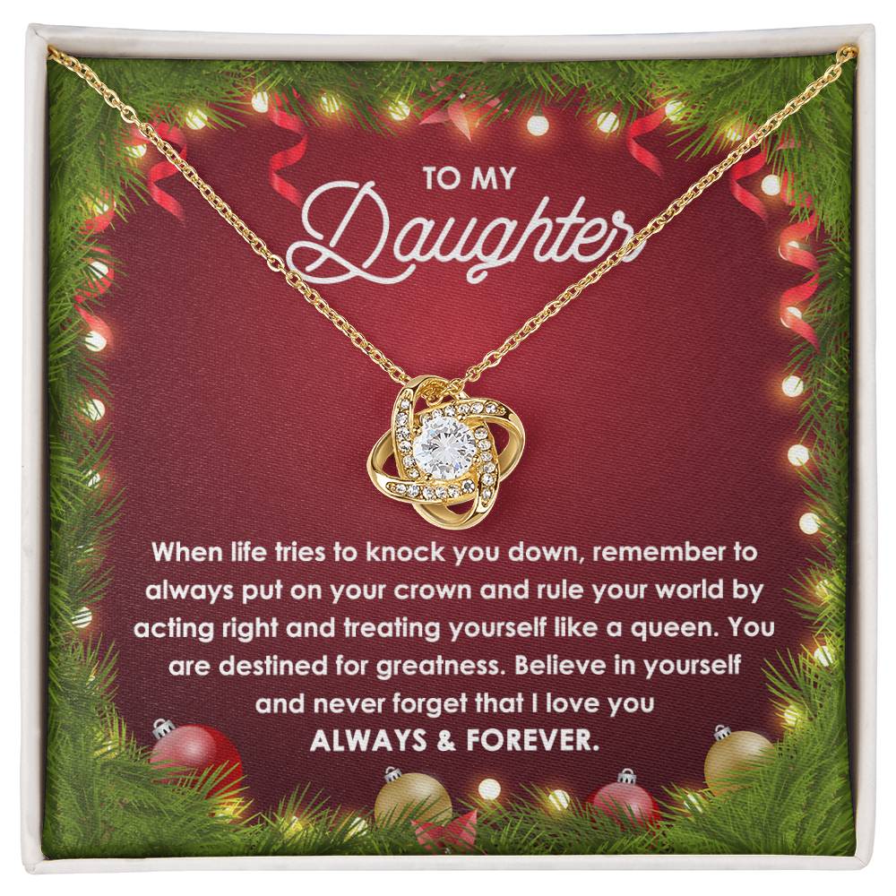 Daughter-Rule Your World Love knot necklace