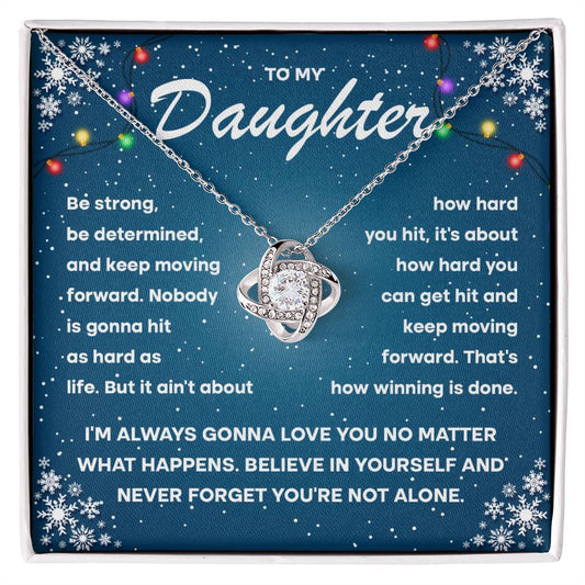 Daughter-Keep Moving Forward Love knot necklace