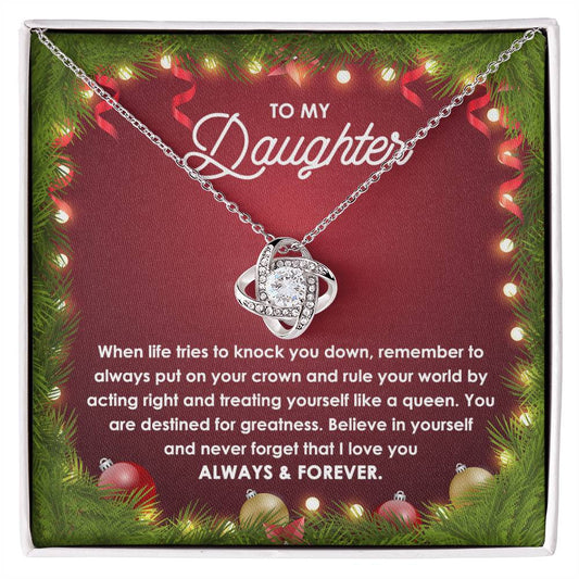 Daughter-Rule Your World Love knot necklace