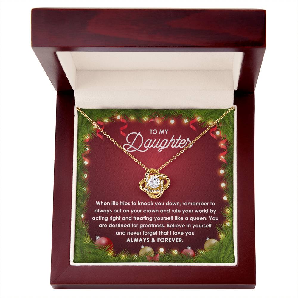 Daughter-Rule Your World Love knot necklace