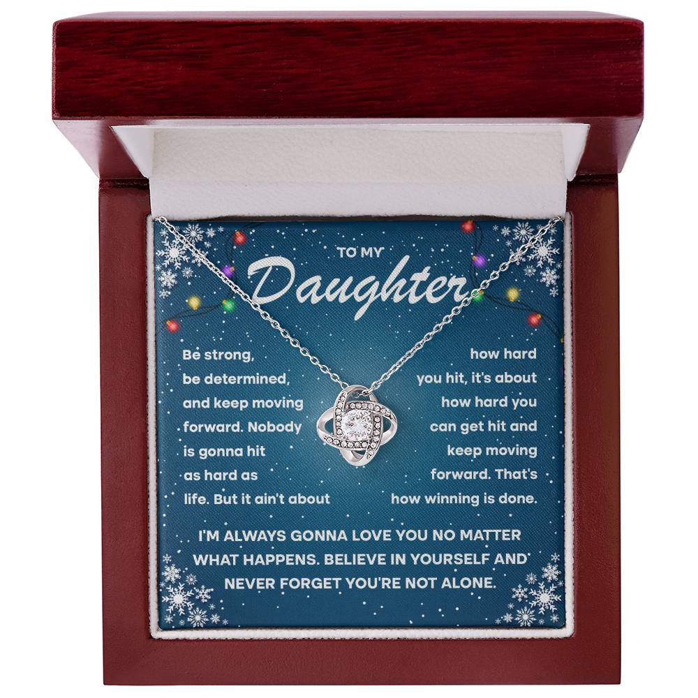 Daughter-Keep Moving Forward Love knot necklace