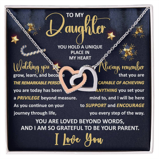 Daughter-Unique Place interlocking hearts necklace