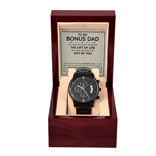 To my Bonus Dad chronograph watch black