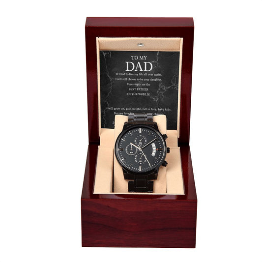 The Best Father In The World chronograph watch black