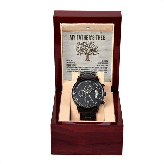 Father_s Tree chronograph watch black