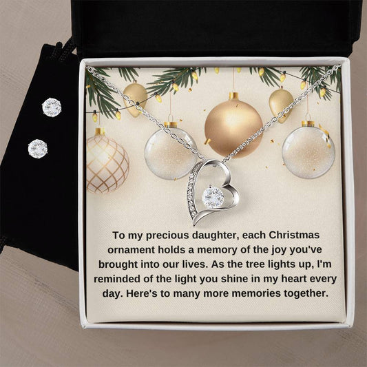 to my precious daughter-christmas forever love necklace with earrings bundle