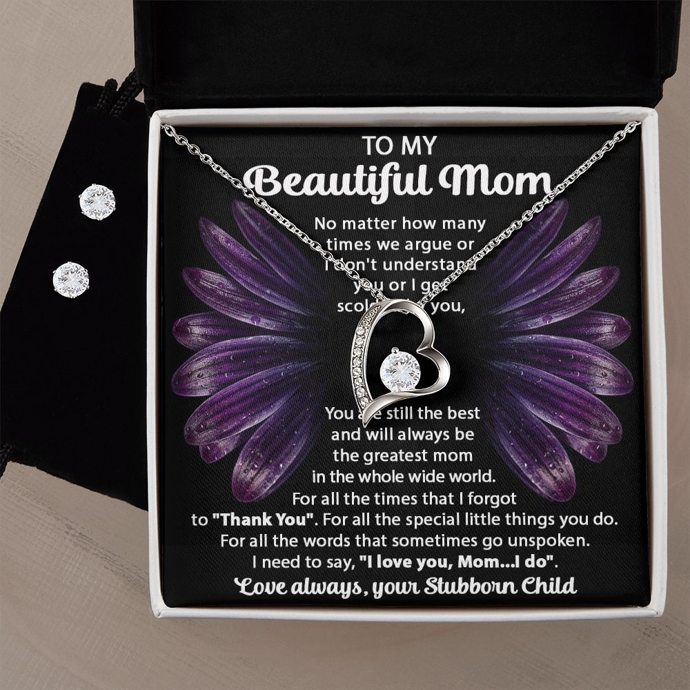 Your Stubborn Child forever love necklace with earrings bundle