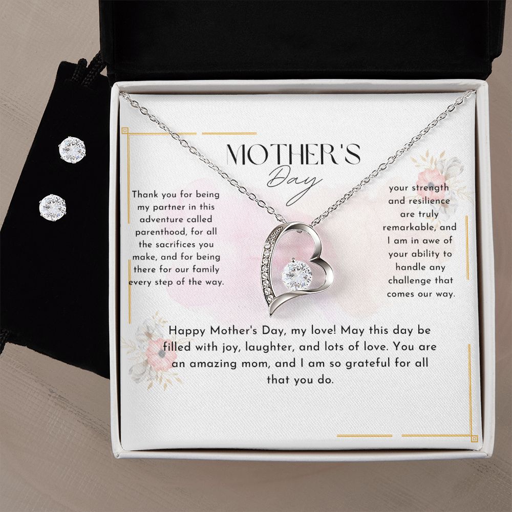 Pink Aesthetic Mother's Day (Card (Landscape)) (1000 × 1000 px) forever love necklace with earrings bundle