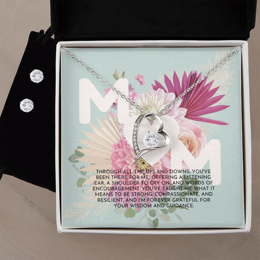 Pastel Floral Bouquet Mother's Day Card (1000 × 1000 px) forever love necklace with earrings bundle