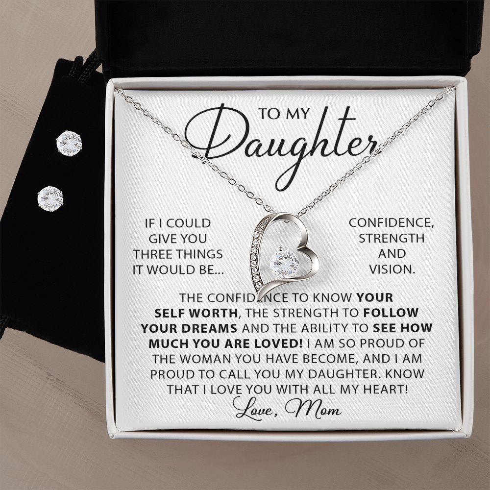 Forever And Always - To My Daughter forever love necklace with earrings bundle