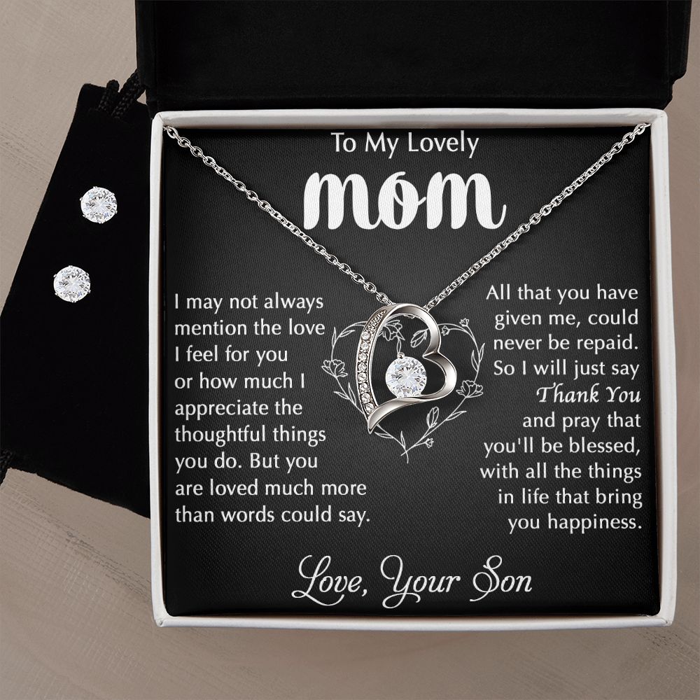 My Lovely Mom - I Appreciate The Thoughtful Things You Do forever love necklace with earrings bundle