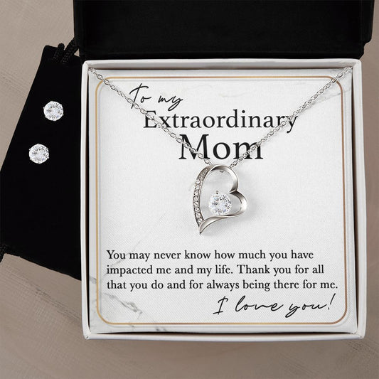 To My Extraordinary Mom forever love necklace with earrings bundle