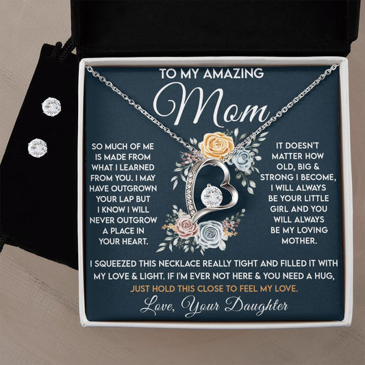 Amazing Mom - Learned From You copy forever love necklace with earrings bundle