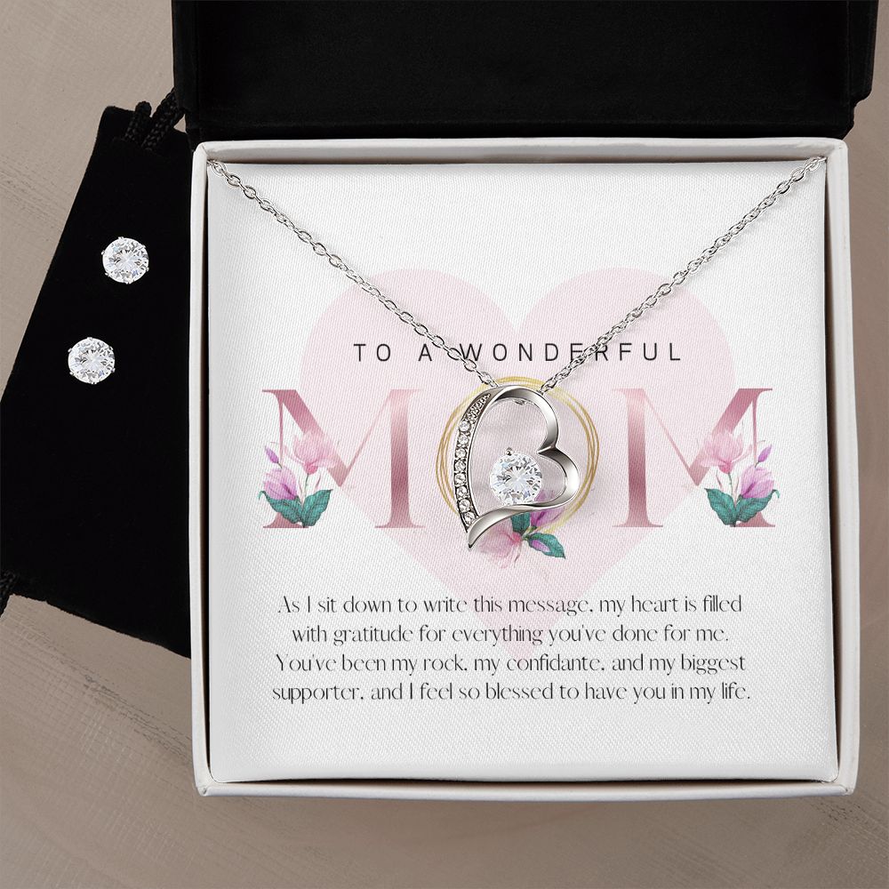 Elegant Pink Mother's Day Greeting (Card (Square)) (1000 × 1000 px) forever love necklace with earrings bundle