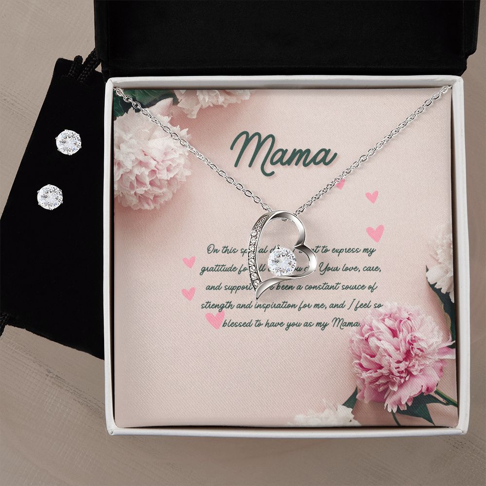 Pink Modern Mother's Day (Card (Landscape)) (1000 × 1000 px) forever love necklace with earrings bundle