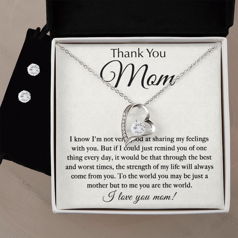 ThankYou Mom - You_re The World forever love necklace with earrings bundle