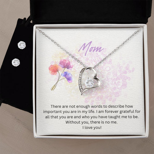 Purple Watercolor Minimalist Mother's Day Card (Square) (1000 × 1000 px) forever love necklace with earrings bundle