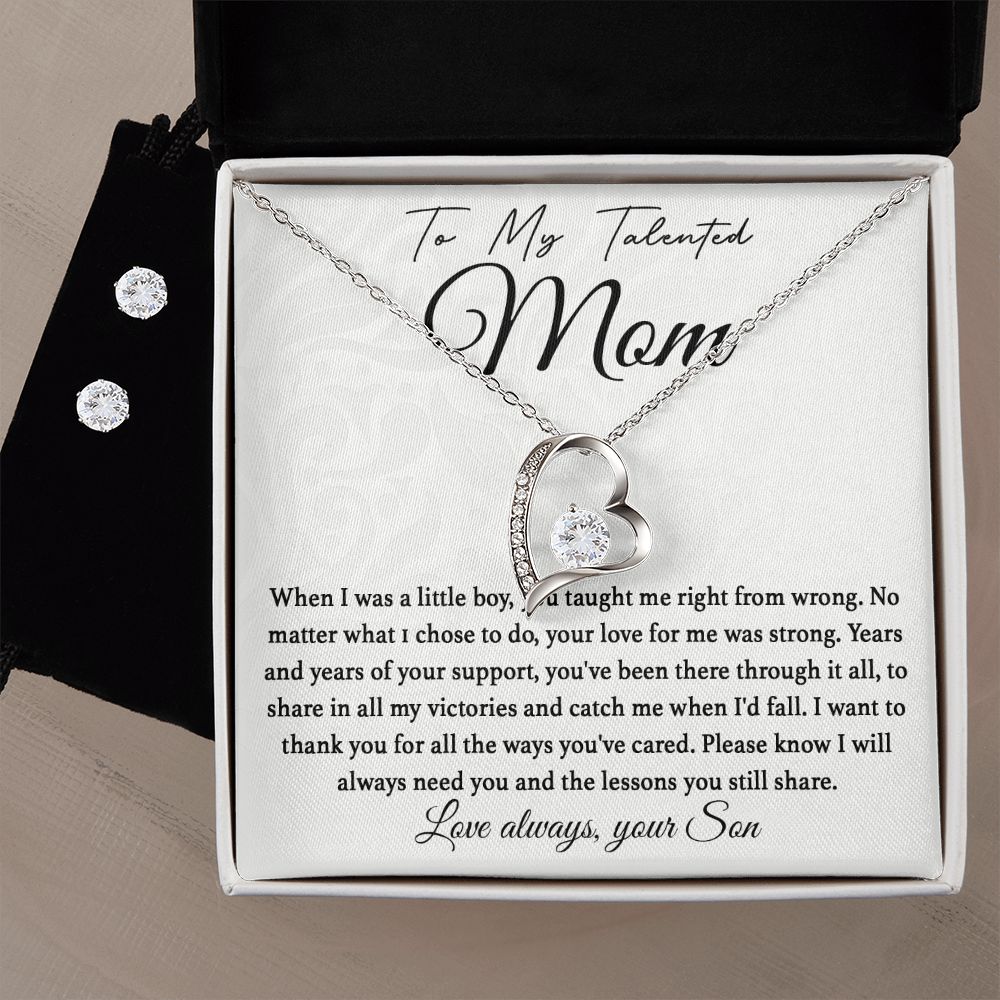 To My Talented Mom forever love necklace with earrings bundle