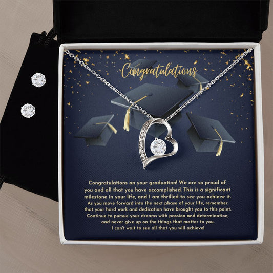 Black and Gold Holiday Congratulations Graduation Instagram Post (1000 × 1000 px) forever love necklace with earrings bundle