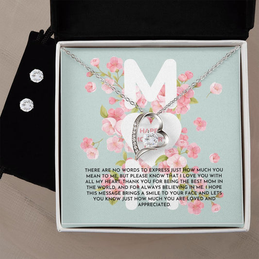 Blue and Pink Floral Spring Mother's Day Card (1000 × 1000 px) (1) forever love necklace with earrings bundle