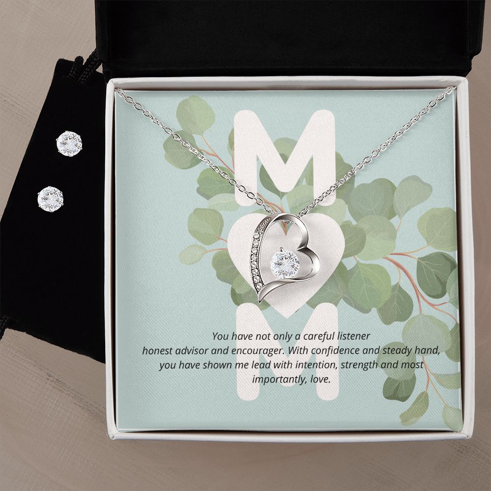 mom, you have not only a careful listener forever love necklace with earrings bundle
