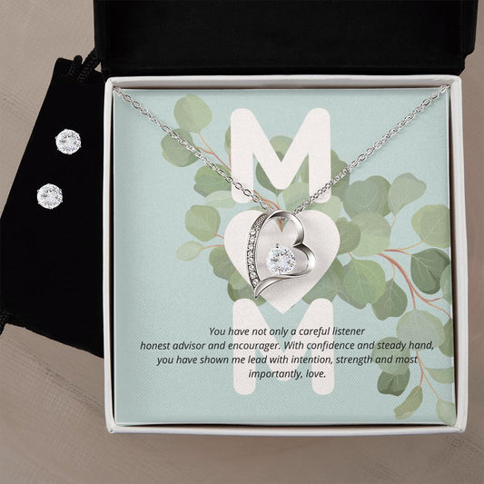 mom, you have not only a careful listener forever love necklace with earrings bundle