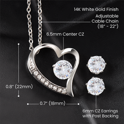 Grandma-Priceless Gift forever love necklace with earrings bundle