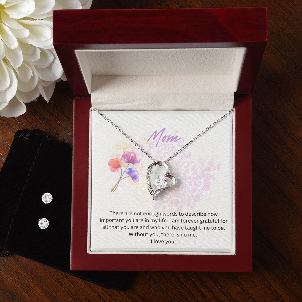 Purple Watercolor Minimalist Mother's Day Card (Square) (1000 × 1000 px) forever love necklace with earrings bundle