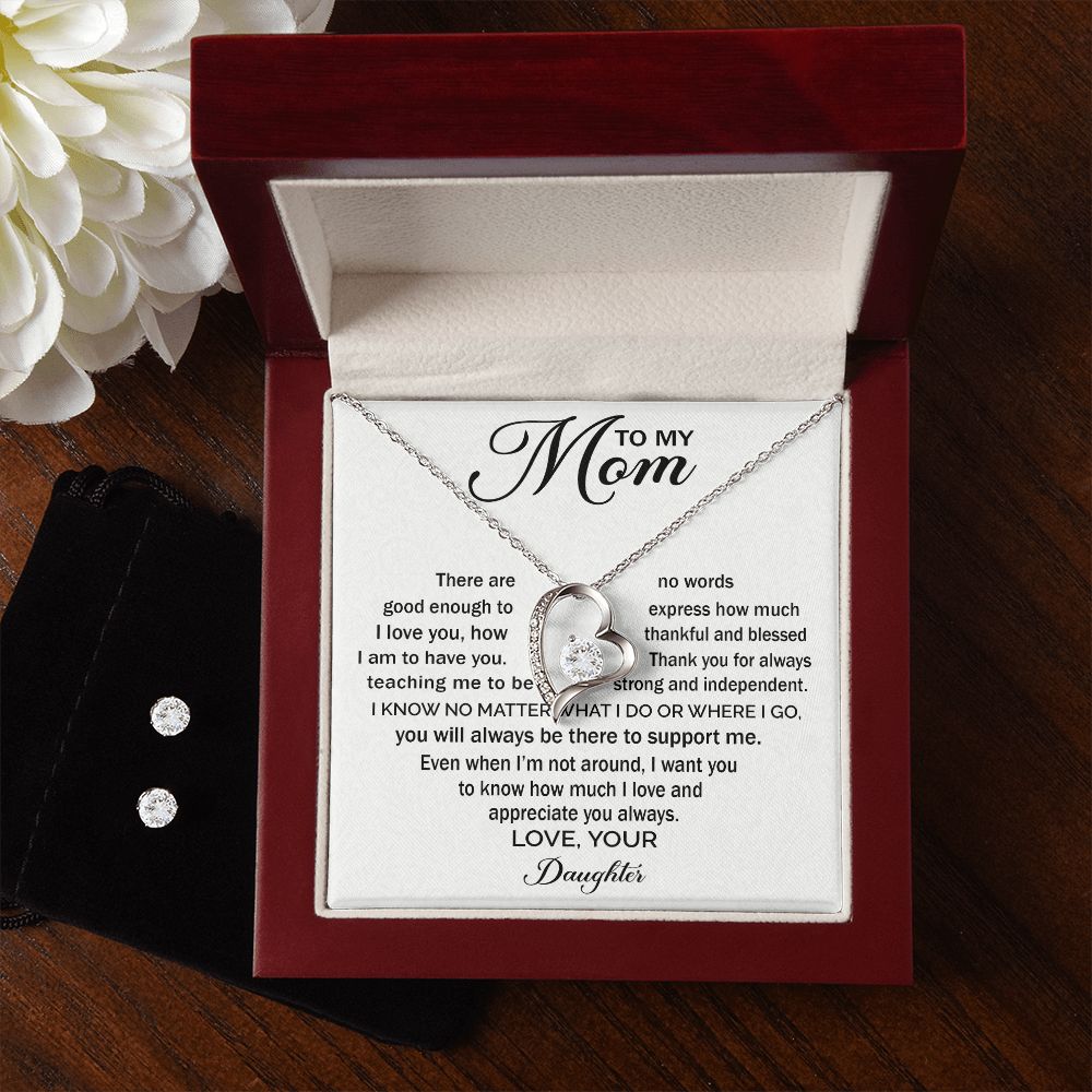 To My Mom - Appreciate You Always forever love necklace with earrings bundle