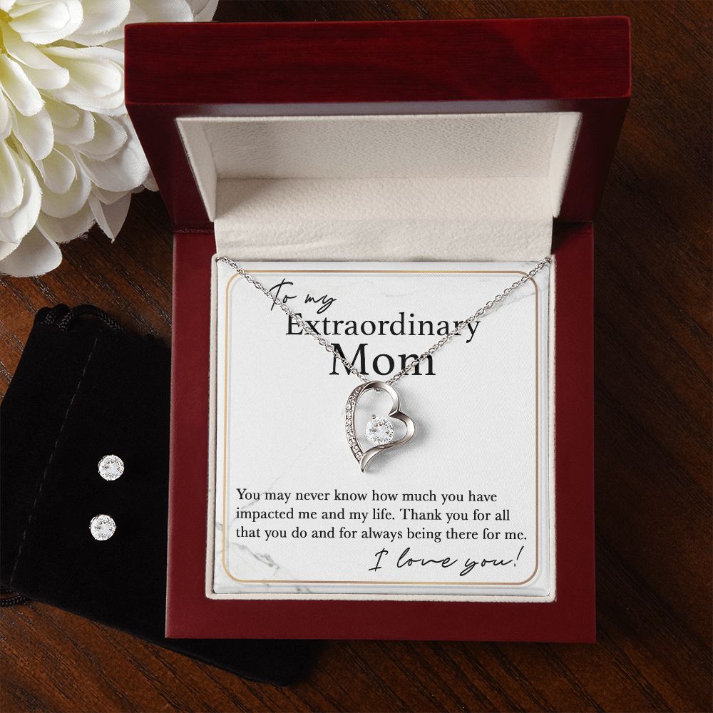 To My Extraordinary Mom forever love necklace with earrings bundle