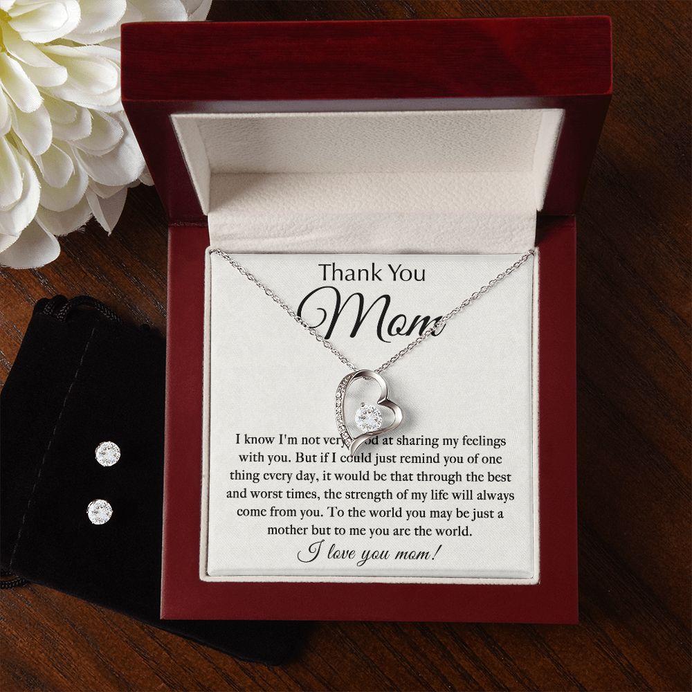 ThankYou Mom - You_re The World forever love necklace with earrings bundle