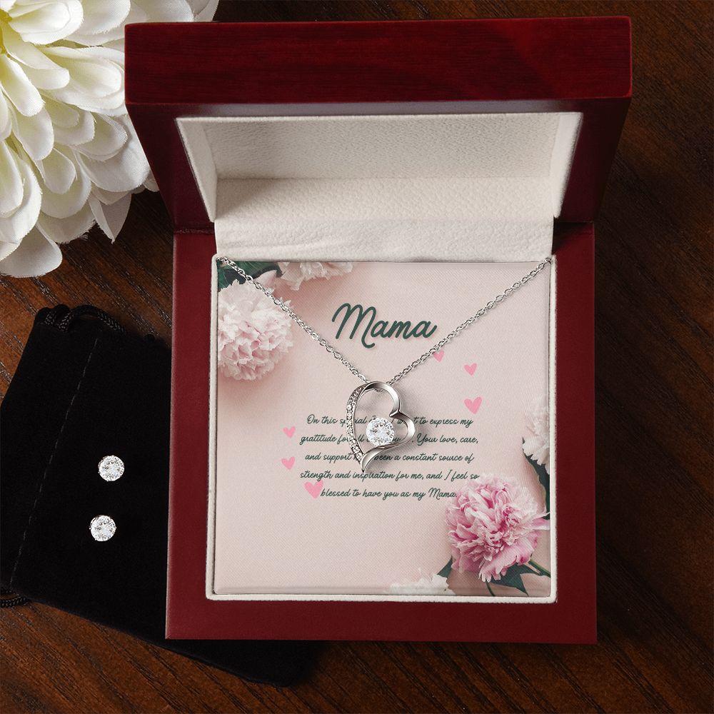 Pink Modern Mother's Day (Card (Landscape)) (1000 × 1000 px) forever love necklace with earrings bundle